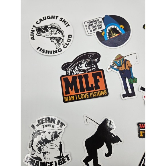 Funny Fishing Stickers Pack 15pcs Waterproof Vinyl Decals laptop car water btls - Picture 4 of 7